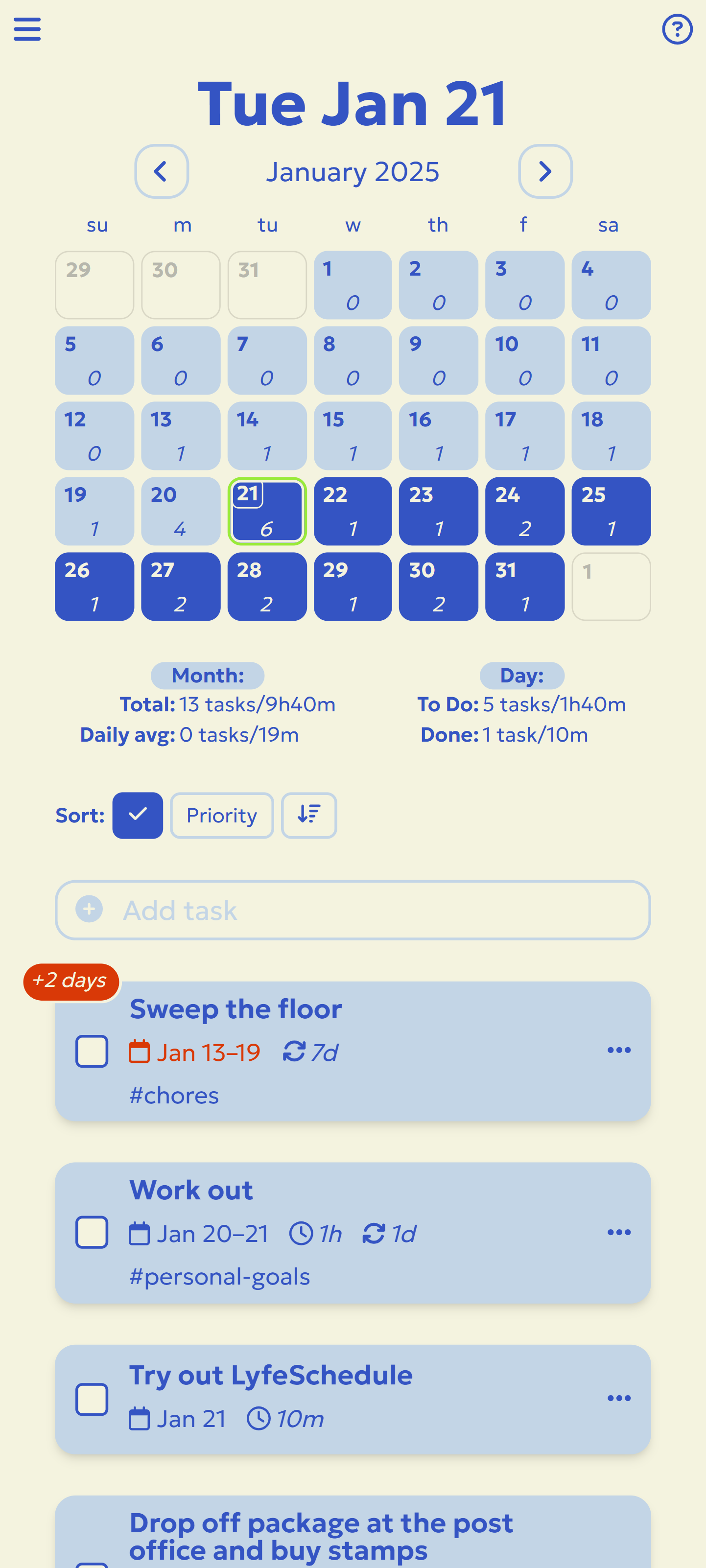 Screenshot of LyfeSchedule